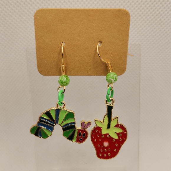 Jewelry - The Hungry Caterpillar and Strawberry Earrings
